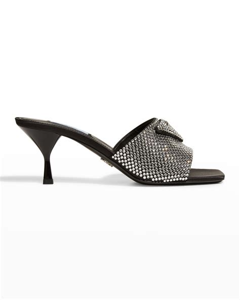 prada crystal platform heels|Prada slide sandals kitten heel.